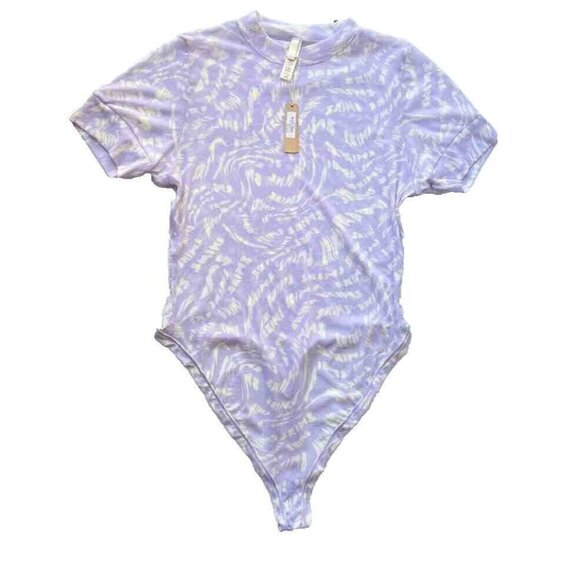SKIMS Kim Kardashian Plus SUMMER Mesh Lilac Swirl T-Shirt Bodysuit Size 3X - Picture 1 of 9